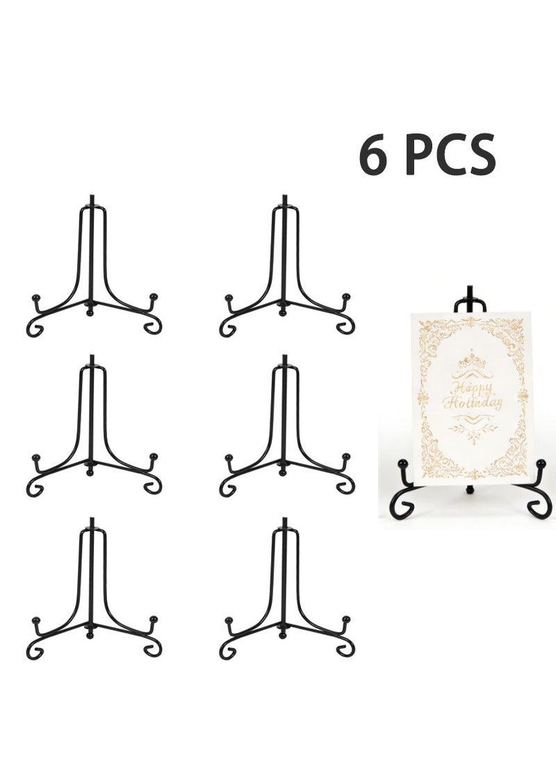 حامل عرض من الحديد بـ 6 قطع، حاملة صور من الحديد الأسود، تعرض إطارات الصور، الأطباق الزخرفية، الأجهزة اللوحية والفنون / 4 بوصة - Image 1
